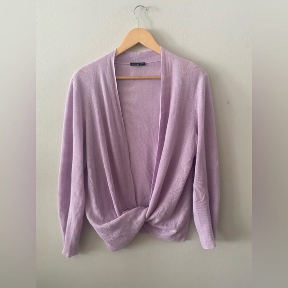 Eileen Fisher Organic Linen size Large Open Front Lilac Cardigan Sweater cotton - Picture 4 of 11